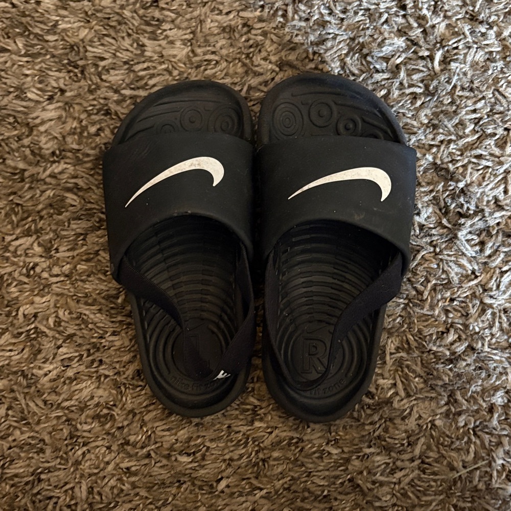 Nike Black and White Slide Sandals